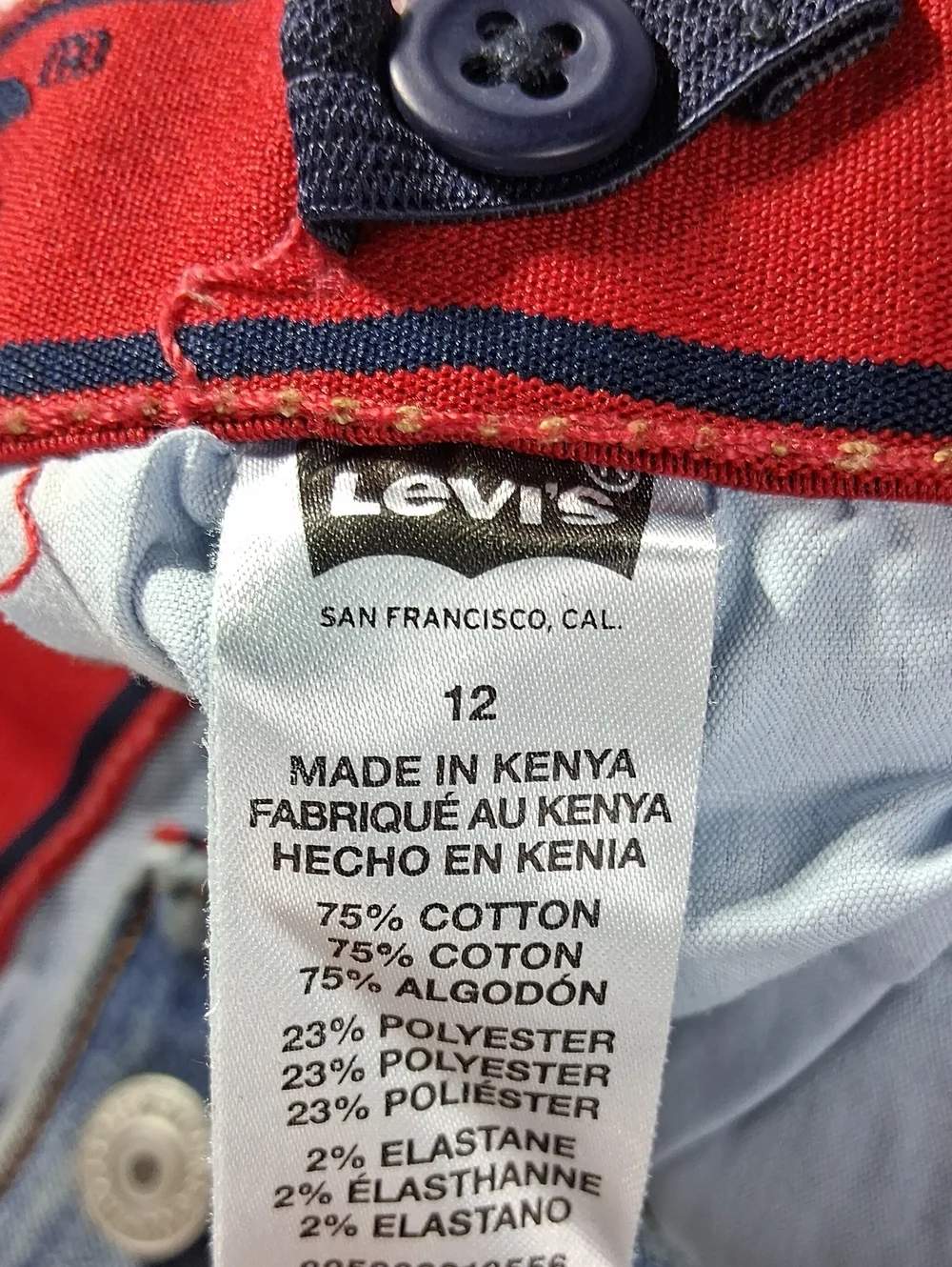 Boys Levi's Jeans Size 12 Light Blue Regular Adjustable Waist Style 511, Pockets